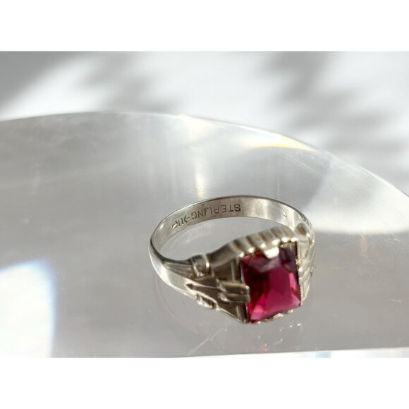 UNCAS Garnet Semi-Precious Gemstone 925 Sterling Silver Vintage Ring - sz 11.75 - Picture 6 of 11
